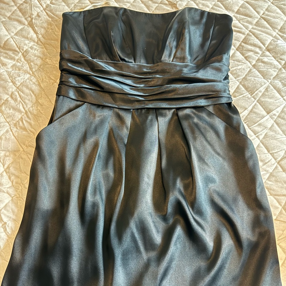 David's Bridal Strapless Charcoal Dress